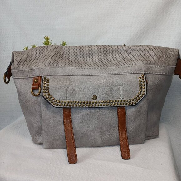 ANTIK KRAFT VEGAN LEATHER GRAY SACHEL , BOHO - Picture 1 of 11